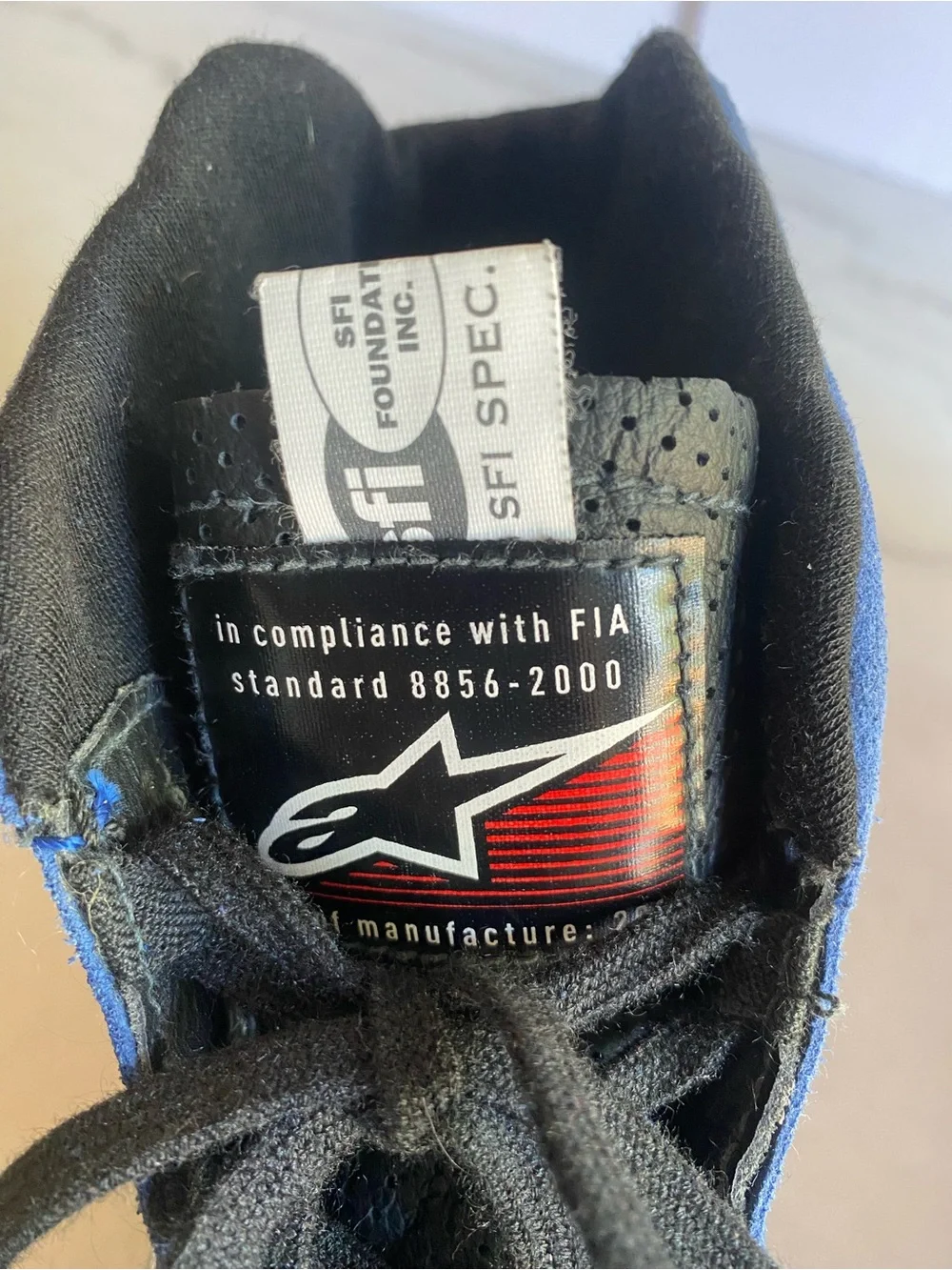 Alpinestars SP Nomex Racing Shoe Size 10.0 Blue/Black SFI